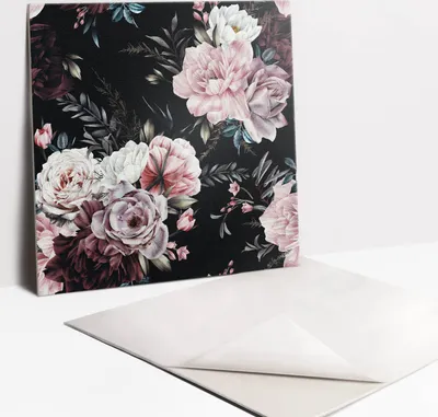 Produktbild von Fliesenaufkleber Set - 9 Stück Selbstklebende PVC Fliesen-Designs - Für Bad und Küche 30 x 30 - Farbenfrohe Blumen