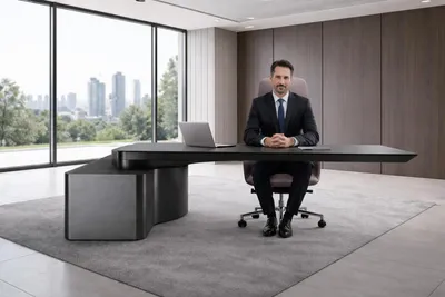 Produktbild von Designer Schreibtisch mit hochwertiger Verarbeitung und eleganten Akzenten