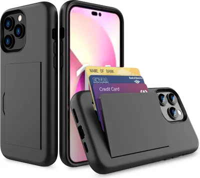 Produktbild von Smartphonica Case für iPhone 14 starkes TPU mit Kartenhalter - Schwarz