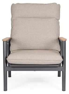 Lehnstuhl Miguel 79 x 86 x 92 cm Aluminium Teakholz Polypropylen Beige Anthrazit