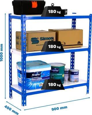 Obrázek produktu pro Simonrack regály pro vysoké zatížení SIMONCLICK 3 8425437085031 modrá, bílá 90,0 x 40,0 x 100,0 cm