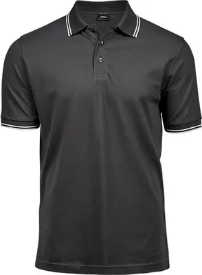 Immagine prodotto di Polo Tee Jays da uomo, a righe BC4042 (XL) (grigio scuro/bianco)