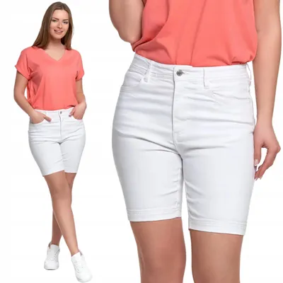 Produktbild von Damen-Jeansshorts aus Baumwolle mit Taschen, bequeme Shorts MORAJ L WEISS
