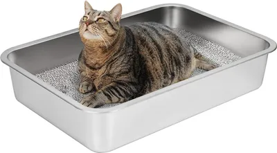 Produktbild von Famanu Katzentoilet aus Edelstahl - 60 x 40 x 10 cm, geruchlos, rutschfest