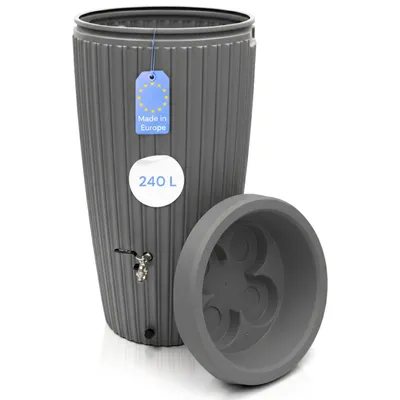 Produktbild von Regentonne Raincatcher 240L mit Messing Wasserhahn und bepflanzabren Deckel