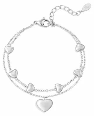 Immagine prodotto di Bracciale doppio, con cuoricini argentati, marca Yehwang
