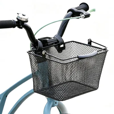 Produktbild von Kinderfahrradkorb Metall, schwarz, mit verstellbaren PolyurethanRiemen, für Kinderfahrräder und Dreiräder