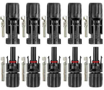 Productafbeelding van Zonnepaneel Kabel Connectoren - PV Connector Set - Zonne-energie Installatie - Snelle Montage - 30A 1000V DC - Zwart