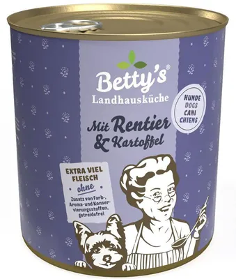 Zdjęcie produktu dla Betty`s Landhausküche Reindeer with potato bezzbożowa karma pełnoporcjowa 6x800g