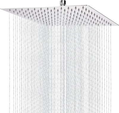 Produktbild von Große quadratische Regendusche 30 cm - Hochdruck-Duschkopf aus rostfreiem Stahl 304 - komfortables Duschen bei niedriger Wasserdrücke - Wand- oder Deckeninstallation - Chrom