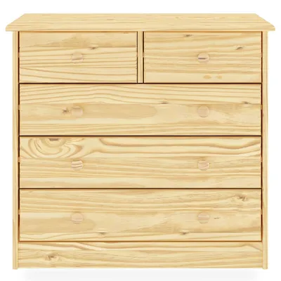 Produktbild von Kommode RONDO aus Kiefer Massivholz, natur - Kinderzimmer Schubladenkommode mit 5 Schubladen und Holzgriffen