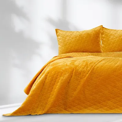 Zdjęcie produktu dla Narzuta na łóżko Laila - Luksusowa narzuta na łóżko z dwustronnym wzorem, Kolor:Miodowy, Rozmiar:200 x 220 cm