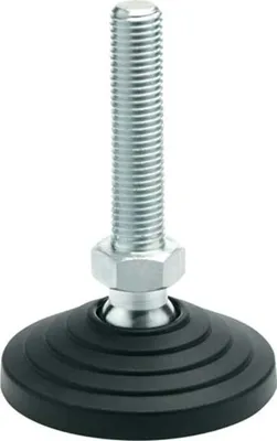 A single adjustable foot with a threaded bolt and a black rubber base.