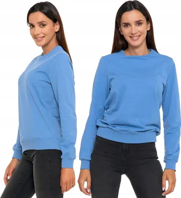 Produktbild von Damen Baumwoll Sweatshirt ohne Kapuze, Pullover, Blau MORAJ XXL