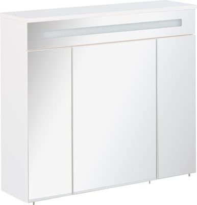 FACKELMANN LED Spiegelschrank KARA / mit Soft-Close-System / Maße (B x H x T): ca. 80 x 70 x 23 cm / Schrank für das Bad / Möbel fürs WC oder Badezimmer / Korpus: Weiß matt / Front: Spiegel