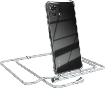 Produktbild von EAZY CASE Handykette kompatibel mit Xiaomi Mi 11 Lite / 5G / 11 Lite 5G NE, Handyhülle mit Umhängeband, Handykordel, Schutzhülle Clear, Band in Weiß