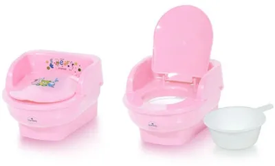 Produktbild von Lorelli Töpfchen Throne Handauflage, beweglicher Deckel herausnehmbarer Behälter weiß rosa
