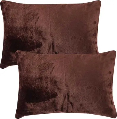 Produktbild von Kissenhülle Kuschel "Celina" 2er Pack, in der Größe "40 x 60cm" - Braun - Kissenbezug mit Reißverschluss