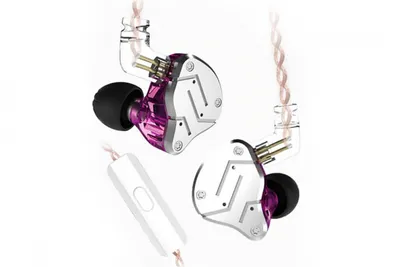 Productafbeelding van KZ ZSN hoofdtelefoon met microfoon (zilver/paars)