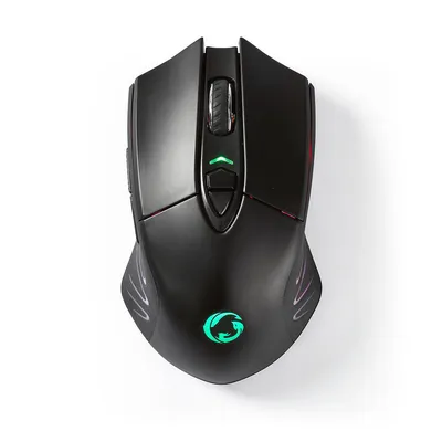 Zdjęcie produktu dla Nedis GMWS200BK, Po prawej stronie, Optyczny, RF Wireless + USB Type-A, 10000 DPI, Czarny