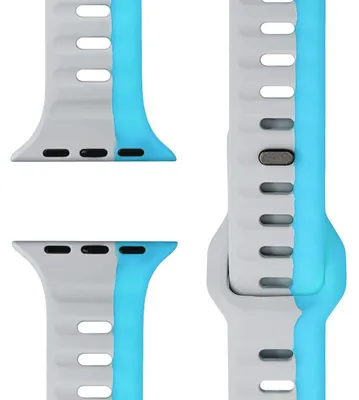 Produktbild von Motion Armband für Apple Watch SE/10/9/8/7/6/5/4/3/2/1, Soft Silikon Sportarmband, 38/40/41/42mm -  Sturmblau Grau