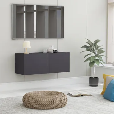 Image de vidaXL Armoire TV Gris 80x30x30 cm Bois composite