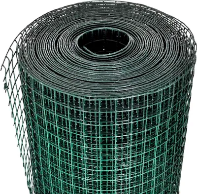 A roll of green wire mesh fencing.