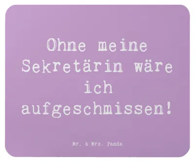 Produktbild von Mr. & Mrs. Panda Mouse Pad Spruch Sekretärin Helfer - Lavendeltraum - Geschenk, Arbeitsatmosphäre, laptop mauspad, Berufspassion, Berufe, pc, handgefertigte Geschenke