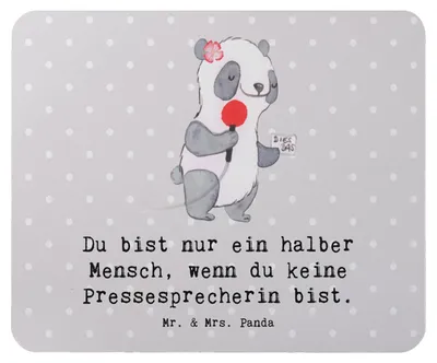 Produktbild von Mr. & Mrs. Panda Mousepad Pressesprecherin Herz - Grau Pastell - Geschenk, pc mauspad, Mouse Pad, mousematte