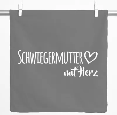 Produktbild von Huuraa Kissenbezug Schwiegermutter mit Herz 40x40cm Steel Grey Baumwolle Dekokissenbezug Geschenkidee