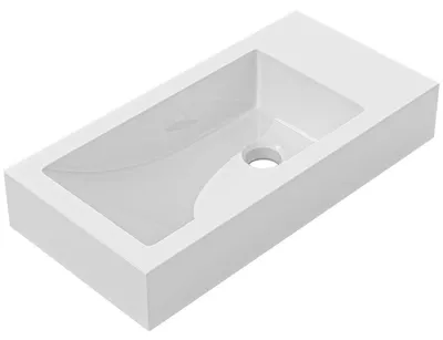 Obrázok produktu pre sklokeramikaO – Umyvadlo z liateho mramoru Sofia – s prepadom – biela lesklá – 50 x 25 cm