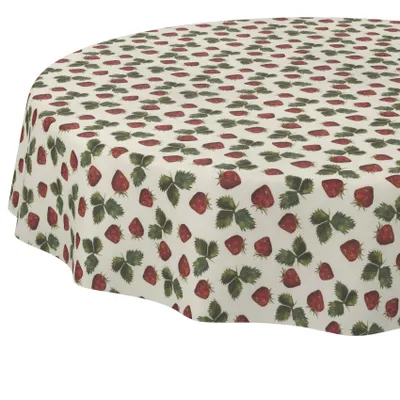 Tischdecke Giovanna-Blumen Rot-Grün Rund 120cm Schnittkante, Hauptbild