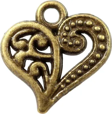 20 Charm Anhänger 'Herz - floral', 13 x 14mm antik bronze
