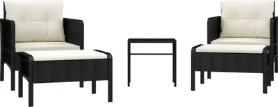 Obrázok produktu pre vidaXL 5-dielna záhradná súprava s vankúšmi Black Poly Rattan