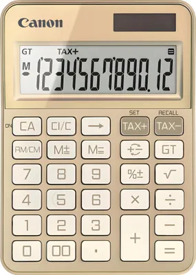 Zdjęcie produktu dla Canon KS-125KB, Desktop, Podstawowy kalkulator, 12 cyfr(y), Bateria/Energia słoneczna, Złoto