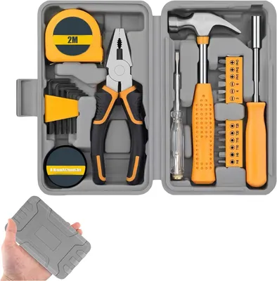 Produktbild von Werkzeugkoffer 24 Teile, Tragbare Werkzeugset 57x24,5x27,5 cm, Kohlenstoffstahl, Für Zuhause