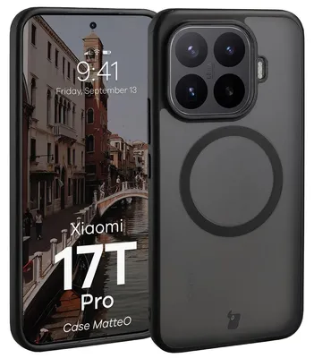 Produktbild von Handyhülle mit Magnetring für Xiaomi 17T Pro, Bizon Case MatteO, Getönt-Schwarz