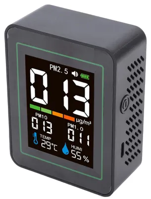 Obrázek produktu pro Detektor kvality ovzduší 5 v 1: Monitorování v reálném čase, měření PM2.5, PM10, PM1.0, teploty a vlhkosti. Vhodný pro domácnost, kancelář, průmysl a laboratoře