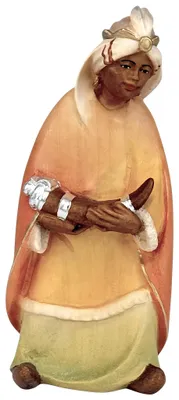 Krippenfigur König Moro Gaspare, Holz handbemalt, 8 cm