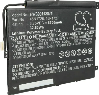 Produktbild von vhbw Akku kompatibel mit Lenovo ThinkPad 10 (20C1000UGE), Z3795, 10, 10 (20C10024GE) Notebook (8700 mAh, 3,75 V, Li-Polymer)