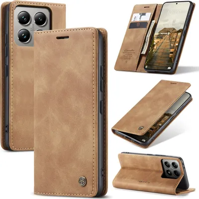 Obrázek produktu pro Pouzdro pro Xiaomi 14T Pro, RetroPolyuretanKožené Pouzdro s Funkcí Stojánku hnědé