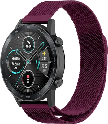 Produktbild von Strap-it Milanese - Kompatibel mit Honor Magic Watch 2 Armband 46mm Ersatzarmband Edelstahl Smartwatch Hochwertiges Material Magnetische verschluss für Armband Lila