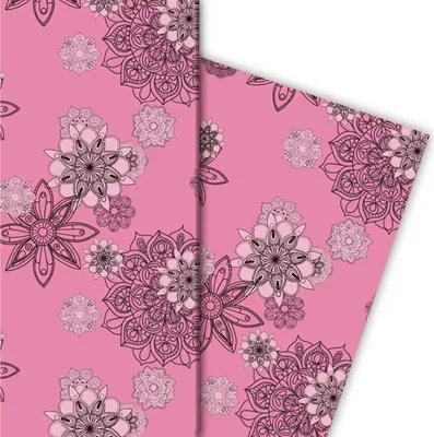 Produktbild von Elegantes Geschenkpapier mit Blüten, rosa - G4781, 32 x 48cm