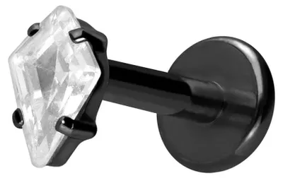 Produktbild von Ohrpiercing, Nasenpiercing Titan Labret mit Push Fit KRISTALLRAUTE Schwarz Stablänge: 8mm | Stabstärke: 1,2mm