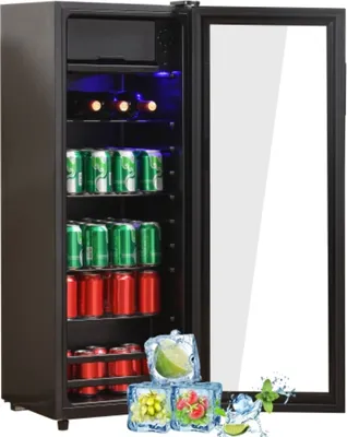 Image de AIORBER 128L Mini-réfrigérateur,8L-congélateur+120L-réfrigérateur,capacité 94 canettes de soda, fonctionnement silencieux,système de refroidissement à compresseur, noir