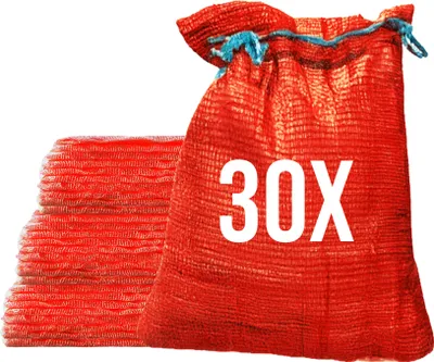 Immagine prodotto di Bazko 30 pezzi sacchi Raschel 50x80cm 30kg | rosso | sacchi a rete con coulisse sacco per patate sacco per cipolle sacco per legna da ardere sacco per legna da ardere