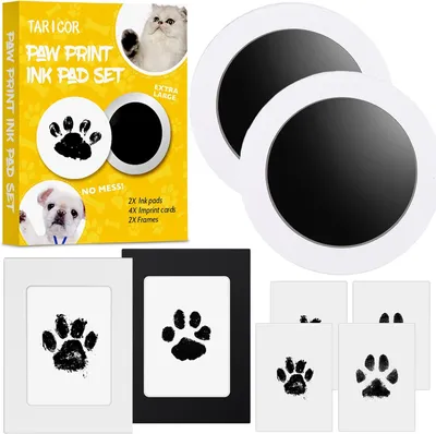 Produktbild von Set für Fußabdrücke von Babys – Set für Pfotenabdrücke von Hunden und Katzen – 8 Stück Fußabdrücke für Babys mit Bilderrahmen, ohne Farbstoff – Set für Hand- und Fußabdrücke von Babys