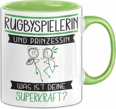 Produktbild von Rugbyspielerin Und Prinzessin Tasse Geschenk Für Eine Rugbyspielerin Geburtstag Was Ist Deine Superkraft (Grün)