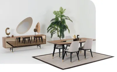 Produktbild von Wohnzimmer Spiegel Anrichte Schrank Edle Design Holz 2tlg. neu Luxus