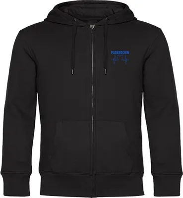 Produktbild von multifanshop Kapuzen Sweatshirt Jacke - Paderborn - Herzschlag, schwarz, Größe S
